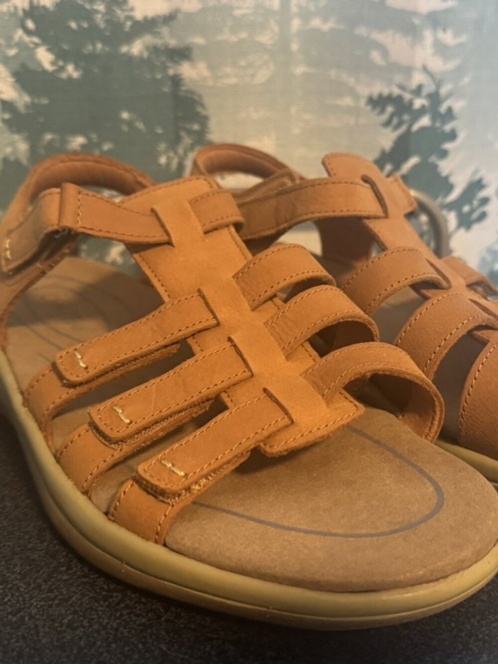 OrthoFeet 939 Amalfi Womens Size 9w Wide Gladiator Sandals Brown Leather